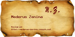Mederus Zenina névjegykártya